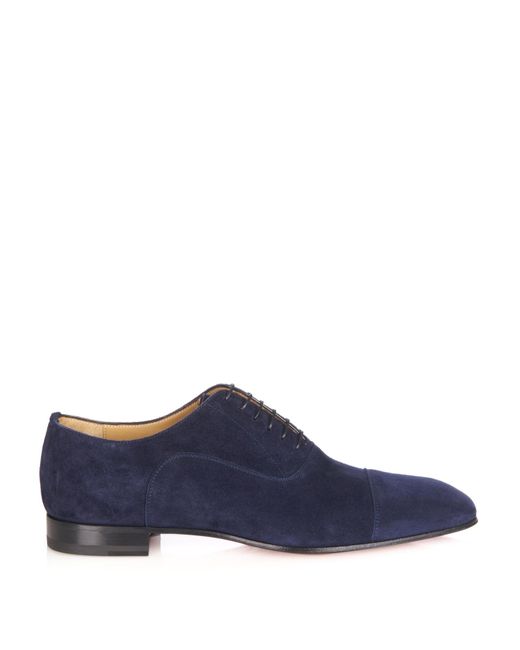 Christian Louboutin Greggo Suede Lace-Up Shoes in Blue for Men