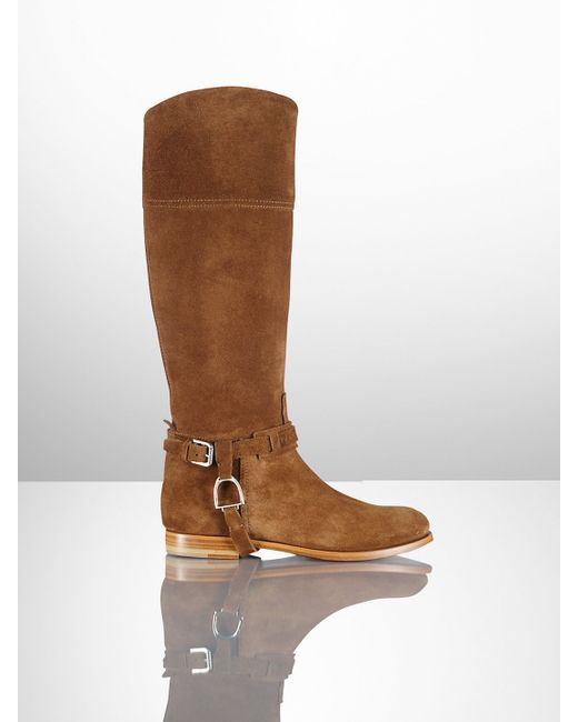 Ralph Lauren Collection Brown Calf-suede Sage Riding Boot