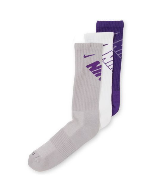 white and purple nike socks