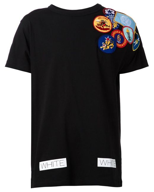 Off-White c/o Virgil Abloh Black Embroidered Patches T-Shirt for men
