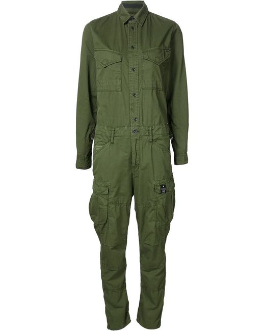 G-Star RAW Cotton Cargo Jumpsuit in Green | Lyst