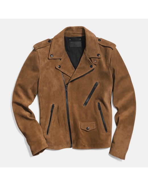 COACH Brown Suede Motorcycle Jacket for men