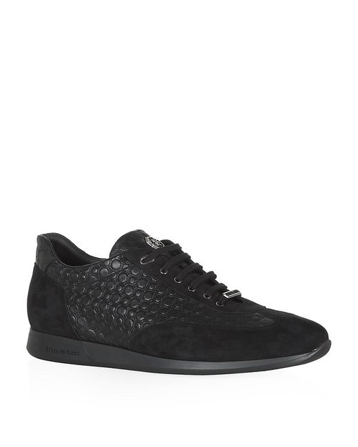 Stefano Ricci Black Leather and Suede Sneaker for men