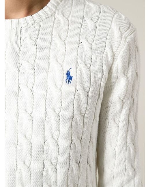 Polo Ralph Lauren White Cable Knit Sweater for men