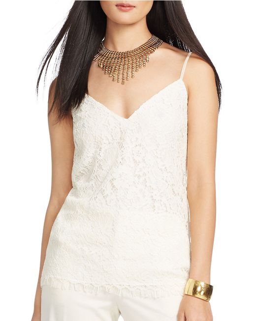Lauren by Ralph Lauren | Multicolor Petite Lace V-neck Camisole | Lyst
