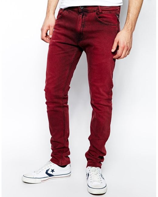 Replay Fit Stretch Red Overdye for Men | Lyst