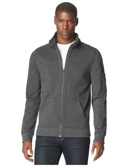 Calvin Klein Zip-Up Sweater in Gray for Men | Lyst