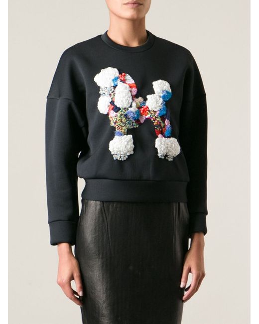3.1 Phillip Lim Black Embroidered Poodle Sweatshirt