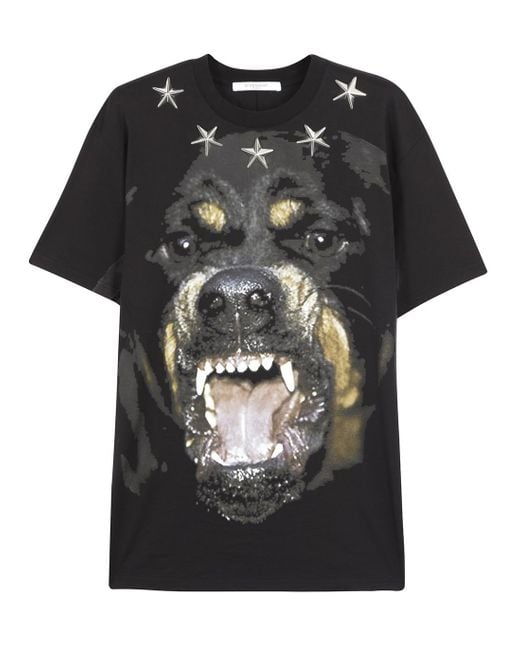 Givenchy Black Rottweiler Print T-Shirt for men