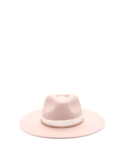 Wool Wide-brim Fedora in Dusty Pink 