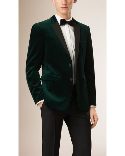 Burberry Green Slim-Fit Velvet Tuxedo Jacket for men