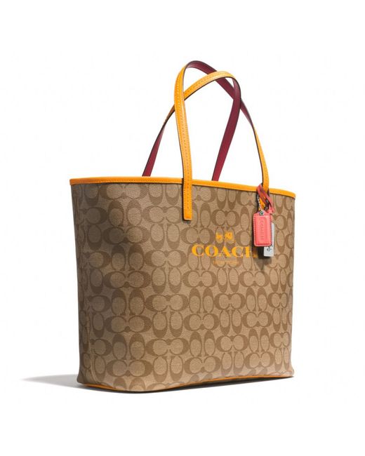 COACH Brown Tote in Signature C Coated Canvas