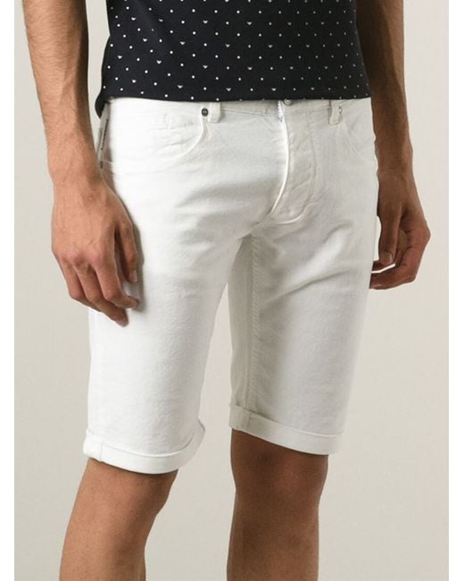 Armani Jeans White Slim Fit Denim Shorts for men