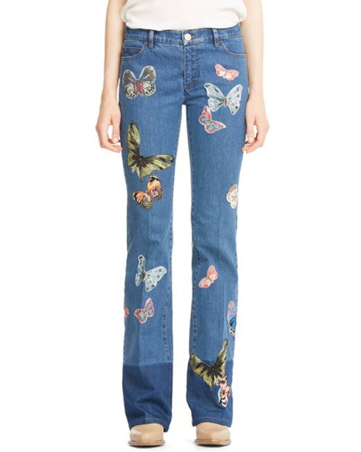Valentino Butterfly Embroidered Straight Leg Jeans in Blue (DENIM) Lyst