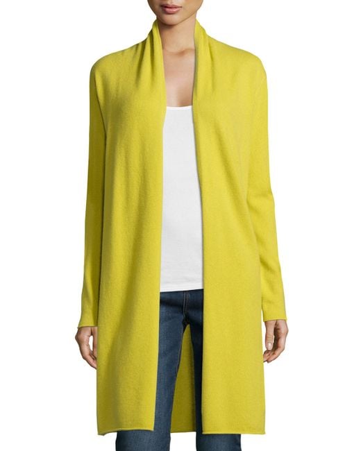 Neiman Marcus Yellow Long Cashmere Duster Cardigan