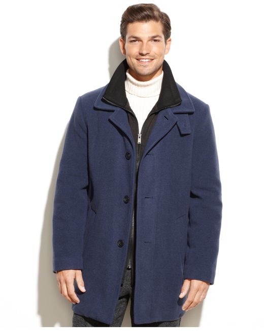 calvin klein light blue wool coat