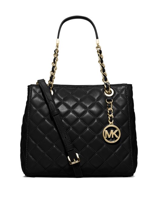 Michael michael kors Susannah Small Quilted Tote Bag in Black | Lyst