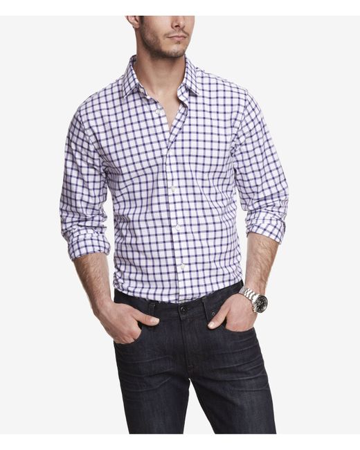 Express Extra Slim Plaid Dress Shirt in 