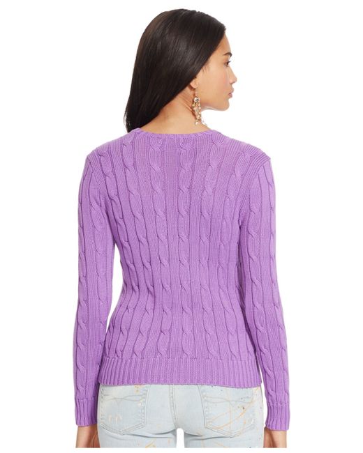 Polo Ralph Lauren Cable-knit Crewneck Sweater in Purple | Lyst