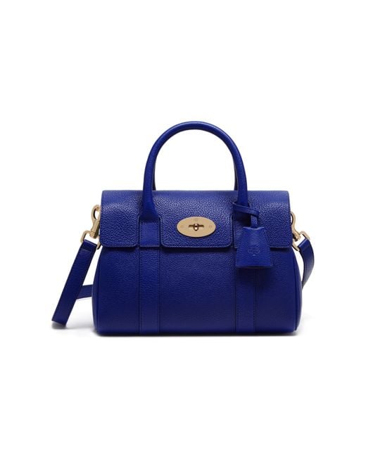 Mulberry Blue Bayswater Small Grained Leather Bag