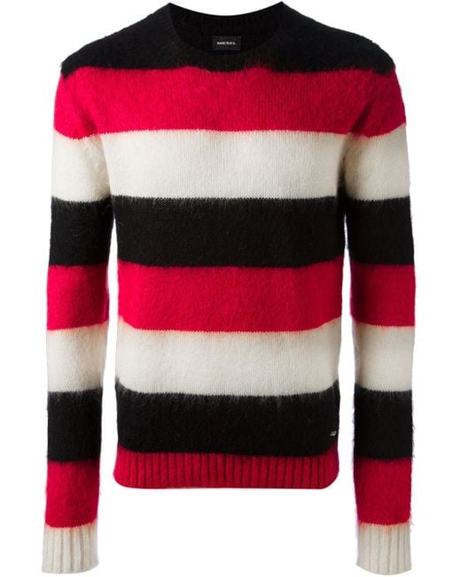 DIESEL Red Striped Sweater for men