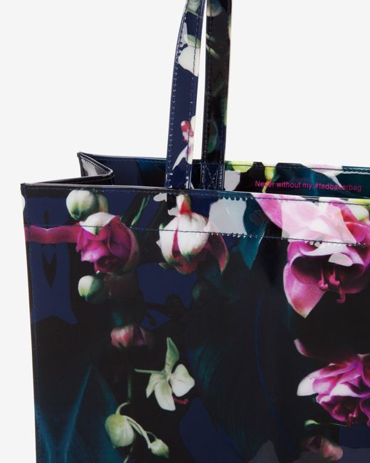 Ted Baker Blue Large Fuchsia Floral Shopper Bag