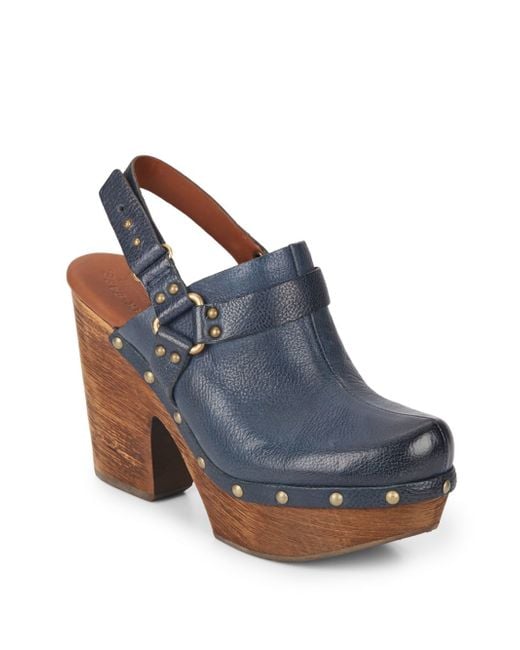 Kork Ease Carmella Leather Ankle strap Clogs in Blue Lyst