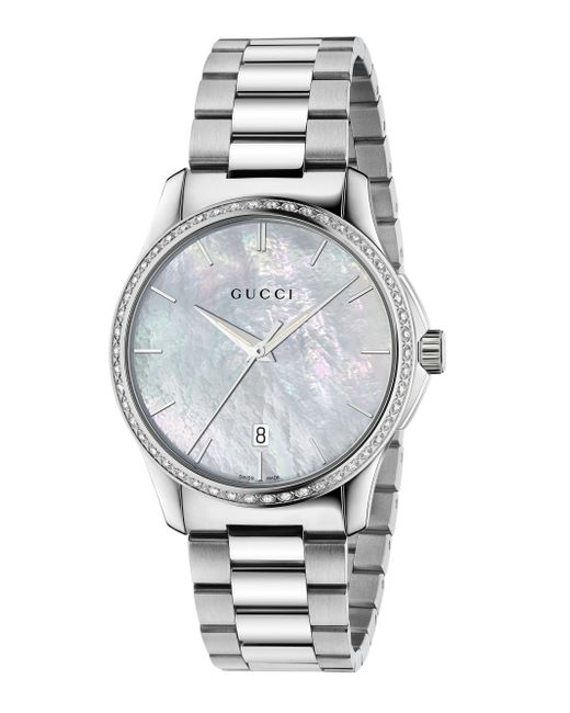 gucci mother of pearl bracelet watch