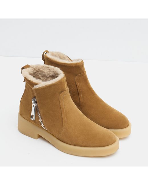 khaki zara boot heel high ankle leather ankle flat boots product flat ankle leather zara leather boots