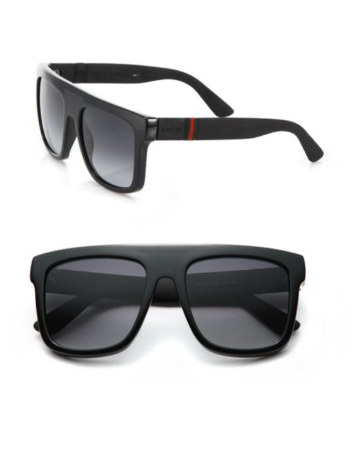 Gucci 55mm Flat-top Injected Sunglasses in Black for Men | Lyst