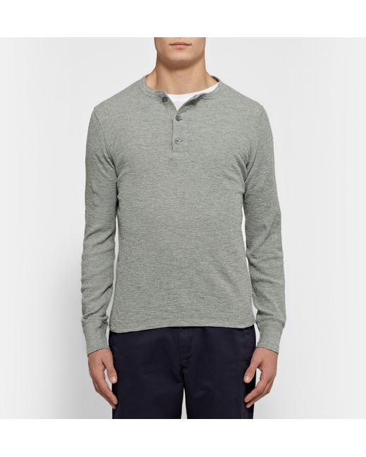 Polo Ralph Lauren Gray Waffle-knit Cotton Henley T-shirt for men