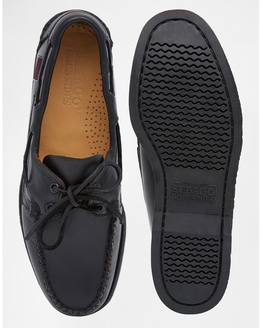 Sebago Black Horween Docksides Boat Shoes for men