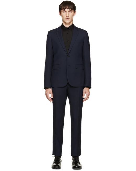 Saint Laurent Blue Navy Wool Gabardine Classic Suit for men
