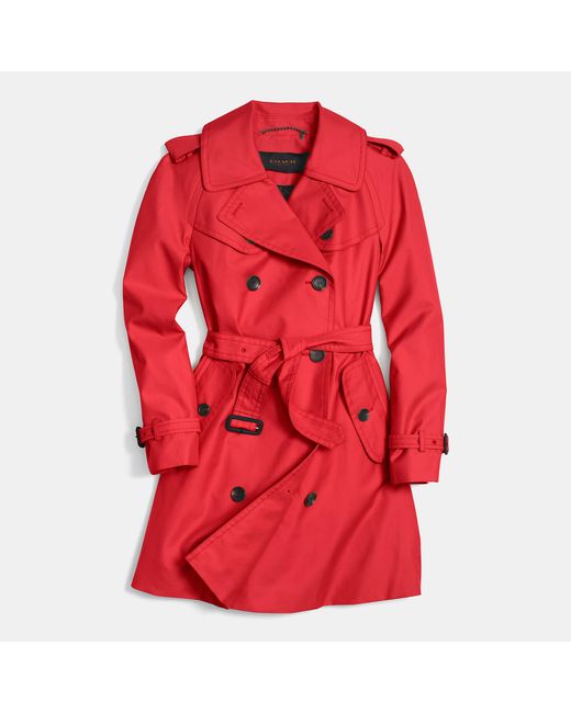 COACH Red Mid-Length Trench