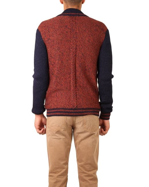 Monsieur lacenaire Knitted Varsity Jacket in Brown for Men (rust) Lyst