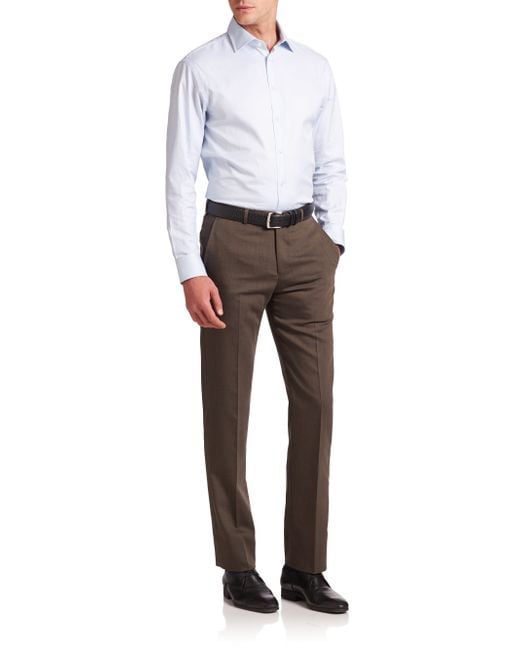 Armani Wool-blend Dress Pants in Brown for Men (light brown) | Lyst