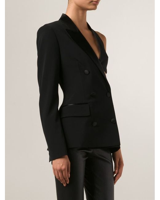 Jean Paul Gaultier Black One-Sleeve Bra-Inset Jacket