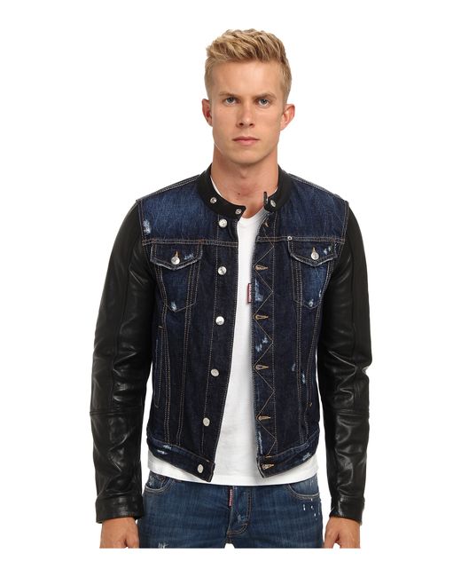 DSquared² Leather Sleeves Biker Jacket 