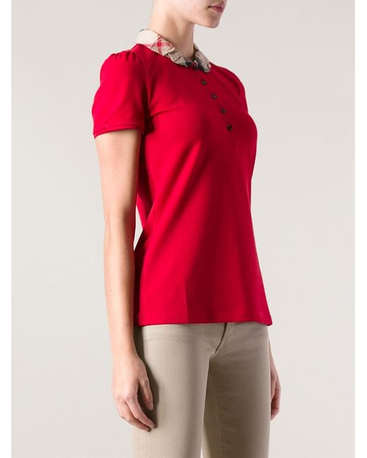 Burberry Brit Check Collar Polo Shirt in Metallic | Lyst