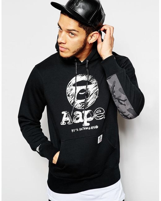 Aape Black By A Bathing Ape Hoodie With Logo for men