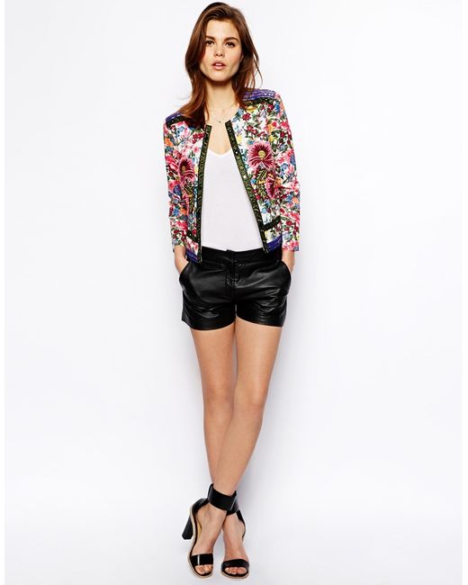 ASOS Multicolor Jacket with Statement Floral Embroidery