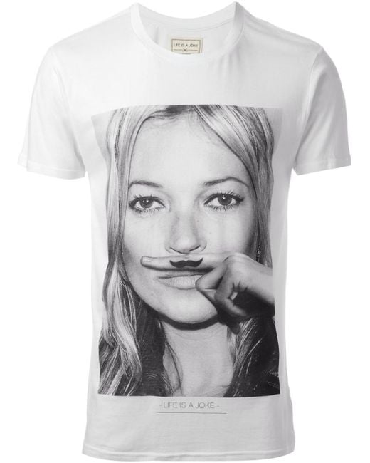 ELEVEN PARIS White 'kate Moss' Print T-shirt for men