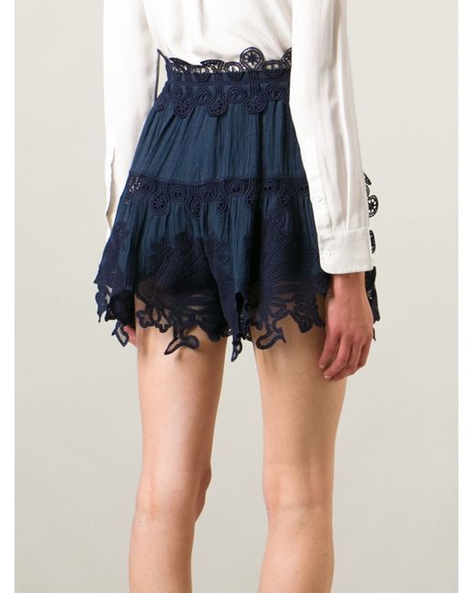 Chlo Washed Drawstring Denim Skirt in Blue | Lyst
