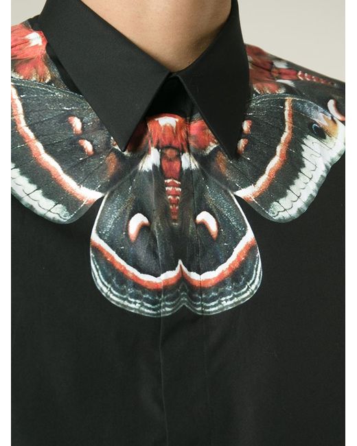 Givenchy Black Moth Print Shirt for men