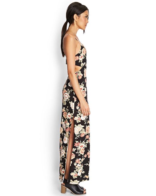Forever 21 Cutout Floral Maxi Dress | Lyst