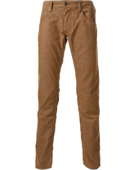 Armani Jeans Brown Corduroy Slim Fit Trousers for men
