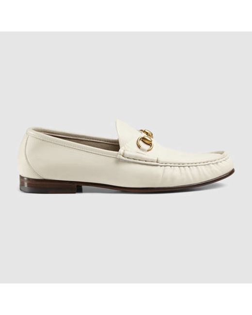 Gucci 1953 Horsebit Leather Loafer in White for Men | Lyst