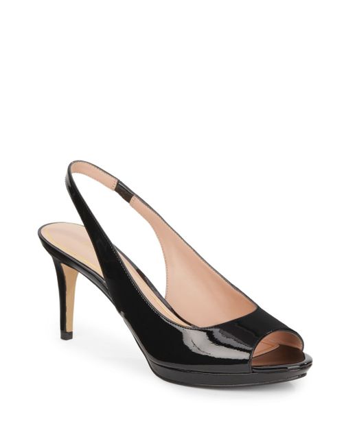 heel slingback high mule toe Lyst Gladavi Pumps Peep   Faux Slingback angiolini Patent Black in