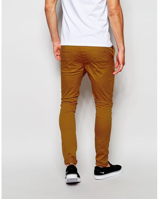 ASOS Extreme Super Skinny Chinos In Dark Brown for men