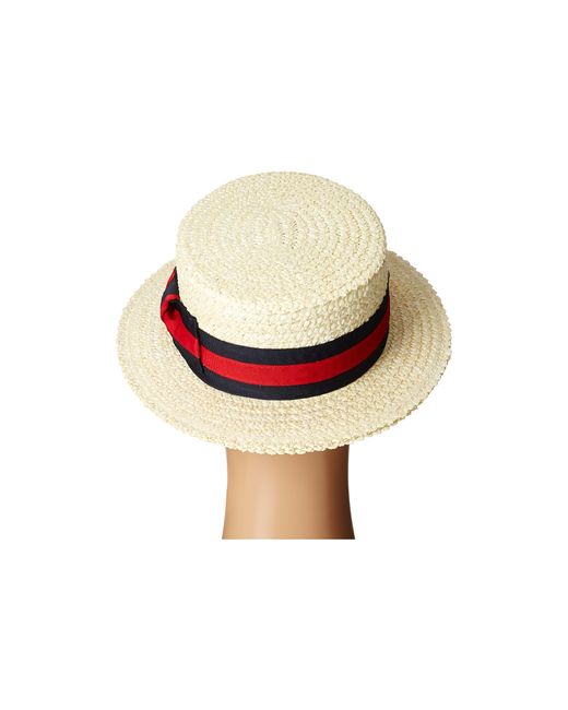 Scala Straw Boater With Two-tone Stripe 